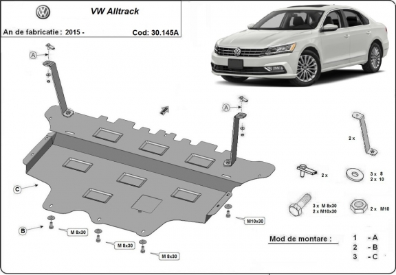 Motor, Versnellingsbak en Radiator Beschermplaat voor VW Passat Alltrack -automatische versnellingsbak