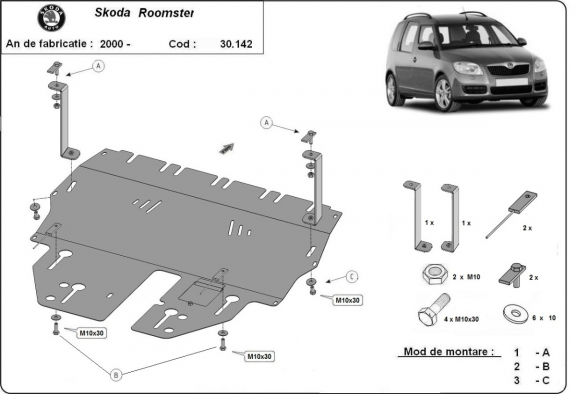 Motor en Versnellingsbak Beschermplaat voor Skoda Roomster