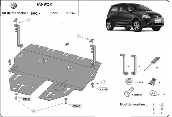 Motor en Versnellingsbak Beschermplaat voor VW Fox