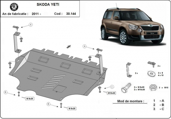 Motor en Versnellingsbak Beschermplaat voor Skoda Yeti