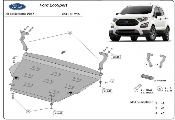 Motor, Versnellingsbak en Radiator Beschermplaat voor Ford EcoSport