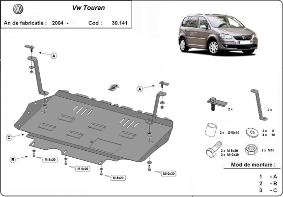 Motor, Versnellingsbak en Radiator Beschermplaat voor Volkswagen Touran
