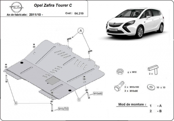 Motor, Versnellingsbak en Radiator Beschermplaat voor Opel Zafira C