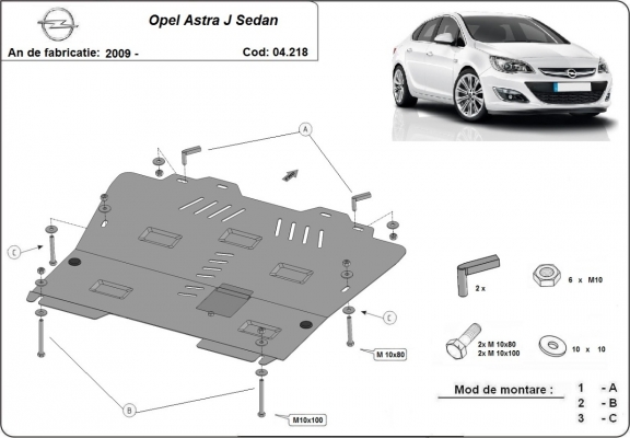 Motor, Versnellingsbak en Radiator Beschermplaat voor Opel Astra J Sedan
