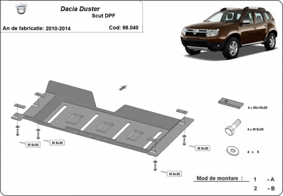 DPF  Beschermplaat voor Dacia Duster