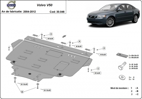 Motor, Versnellingsbak en Radiator Beschermplaat voor Volvo V50