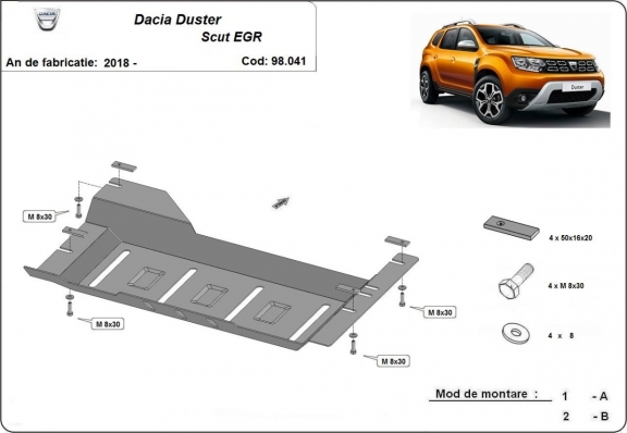 EGR, system STOP&GO Beschermplaat voor Dacia Duster