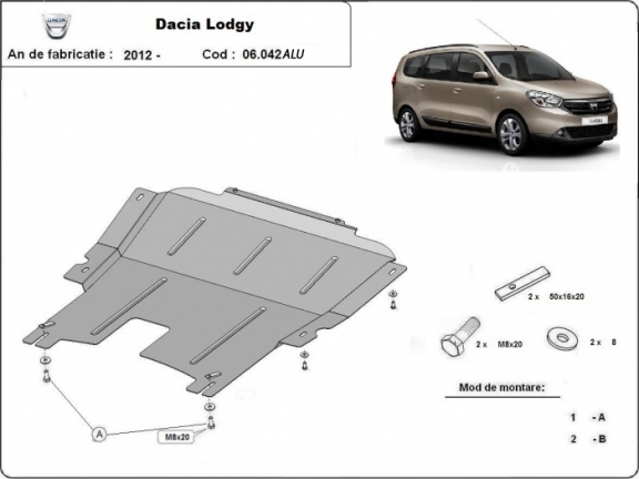 Motor, Versnellingsbak en Radiator Beschermplaat voor DACIA LODGY