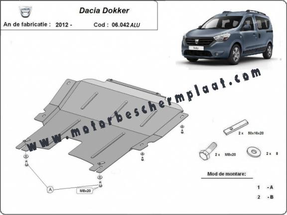 Aluminium Motor, Versnellingsbak en Radiator Beschermplaat voor DACIA DOKKER