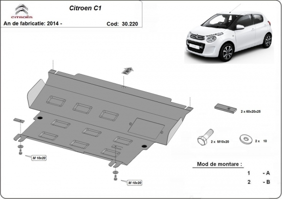 Motor en Versnellingsbak Beschermplaat voor Citroen C1