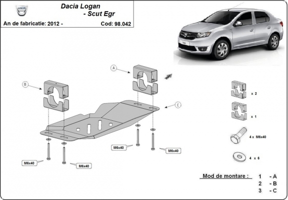  Beschermplaat voor het Stop & Go-systeem Dacia Logan 2
