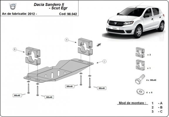  Beschermplaat voor het Stop & Go-systeem Dacia Sandero 2
