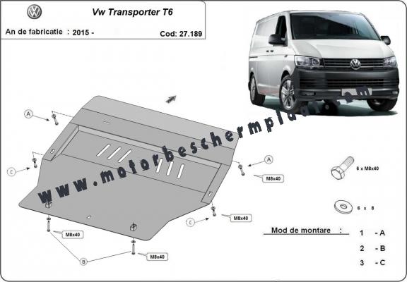 Motor, Versnellingsbak en Radiator Beschermplaat voor Volkswagen Transporter T6