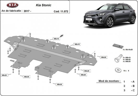 Motor en Versnellingsbak Beschermplaat voor Kia Stonic