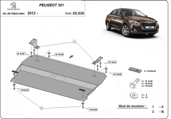 Motor en Versnellingsbak Beschermplaat voor Peugeot 301