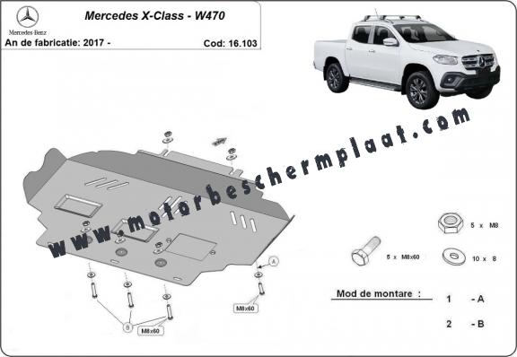 Motor, Versnellingsbak en Radiator Beschermplaat voor Mercedes X-Class W470