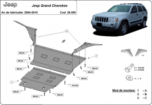 Motor en Versnellingsbak Beschermplaat voor Jeep Grand Cherokee