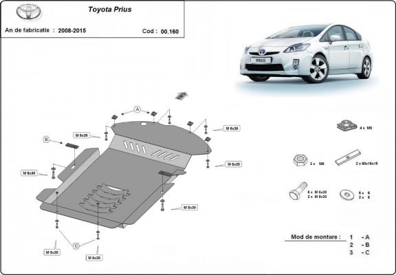Katalysator/cat lock Beschermplaat voor Toyota Prius 3