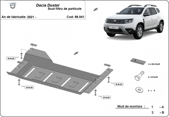 DPF  Beschermplaat voor Dacia Duster