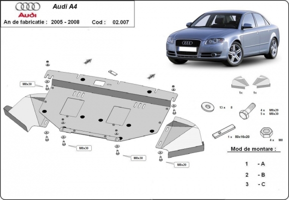 Motor en Radiator Beschermplaat voor Audi A4 B7 All Road
