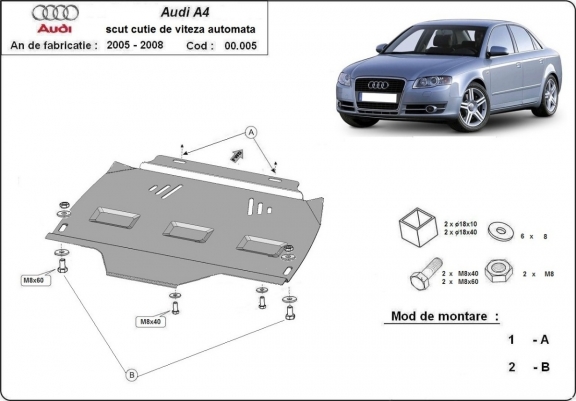 Versnellingsbak Beschermplaat voor Audi A4  B7 All Road - automatique 