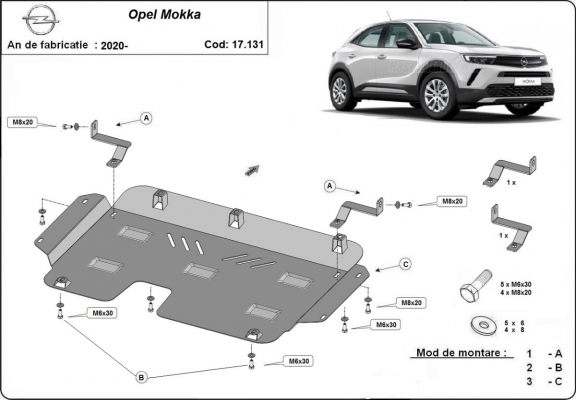 Motor en Versnellingsbak Beschermplaat voor Opel Mokka B