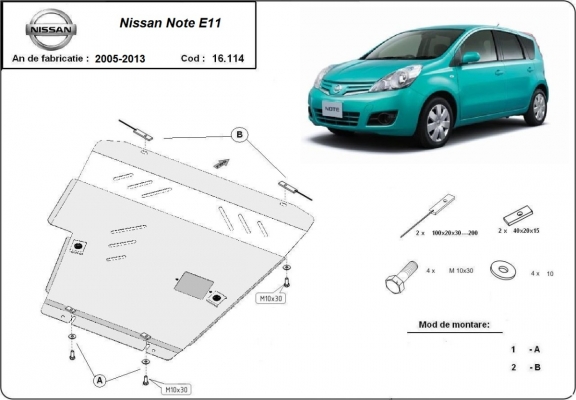 Motor en Versnellingsbak Beschermplaat voor Nissan Note