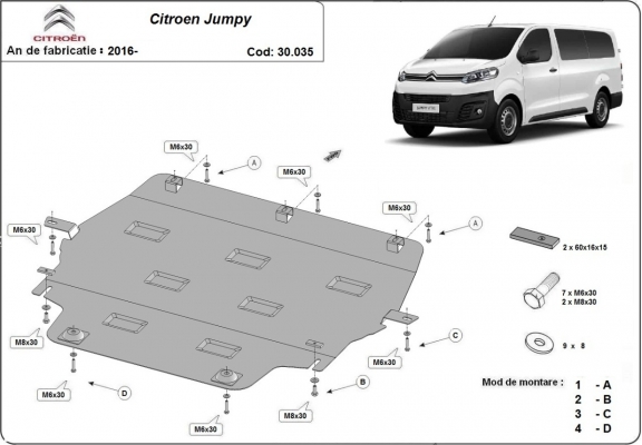 Motor Beschermplaat voor Citroen Jumpy