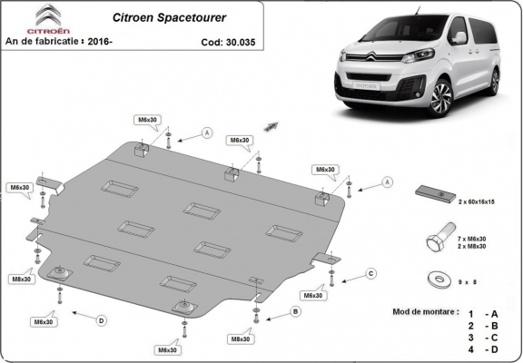 Motor Beschermplaat voor Citroen Spacetourer 
