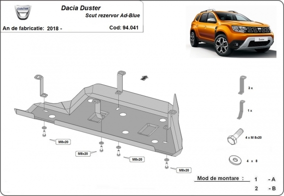 AdBlue tank Beschermplaat voor Dacia Duster