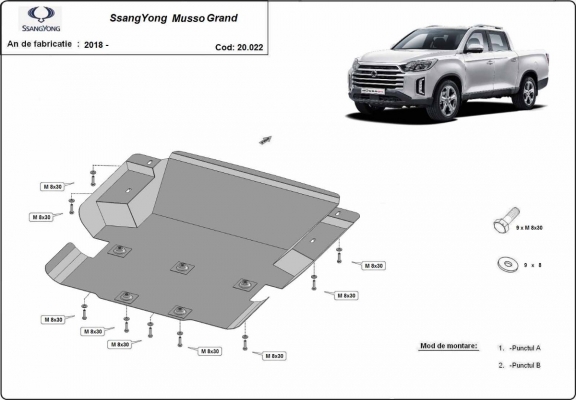 Motor en Radiator Beschermplaat voor Ssangyong Musso Grand