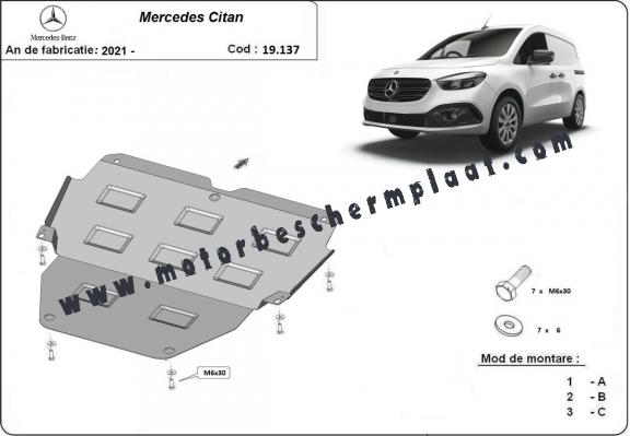 Motor, Versnellingsbak en Radiator Beschermplaat voor Mercedes Citan W420