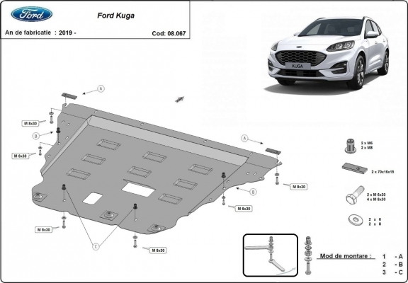 Motor en Versnellingsbak Beschermplaat voor Ford Kuga