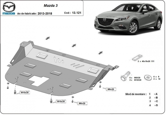 Motor, Versnellingsbak en Radiator Beschermplaat voor Mazda 3