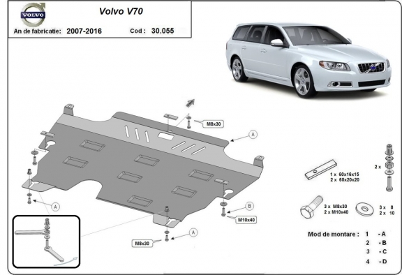 Motor, Versnellingsbak en Radiator Beschermplaat voor Volvo V70