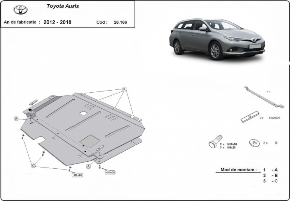 Motor, Versnellingsbak en Radiator Beschermplaat voor Toyota Auris