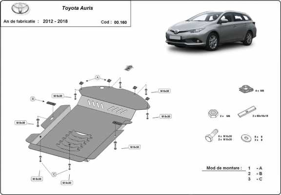 Katalysator/cat lock Beschermplaat voor Toyota Auris