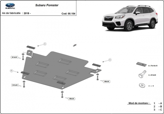 Versnellingsbak Beschermplaat voor Subaru Forester 5