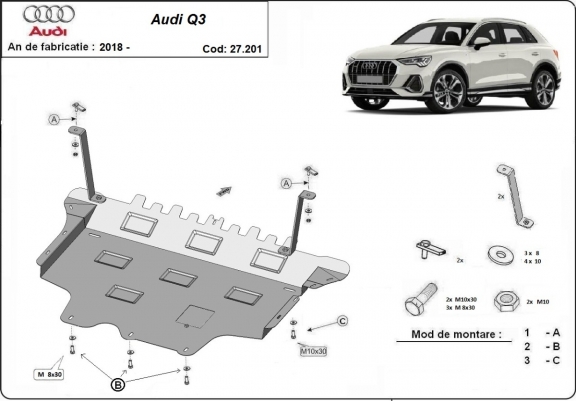 Motor Beschermplaat voor Audi Q3
