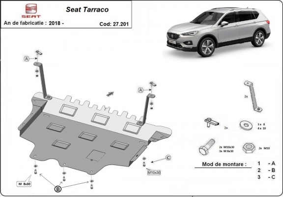 Motor, Versnellingsbak en Radiator Beschermplaat voor Seat Tarraco