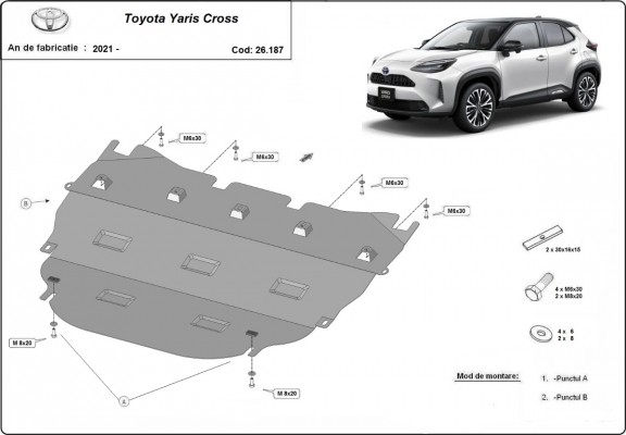 Motor en Versnellingsbak Beschermplaat voor Toyota Yaris Cross XP210