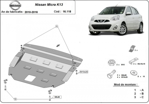 Motor Beschermplaat voor Nissan Micra
