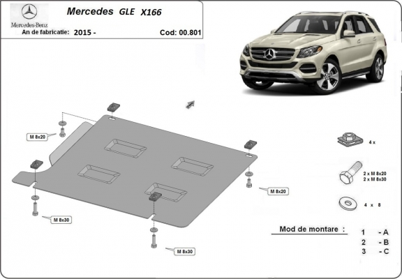 Versnellingsbak Beschermplaat voor Mercedes GLE X166