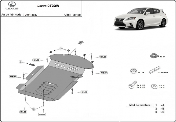 Katalysator/cat lock Beschermplaat voor Lexus CT200H