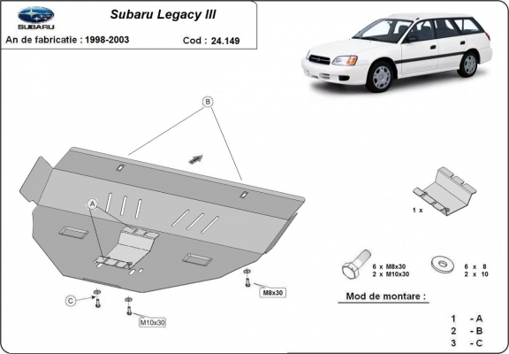 Motor, Versnellingsbak en Radiator Beschermplaat voor Subaru Legacy III