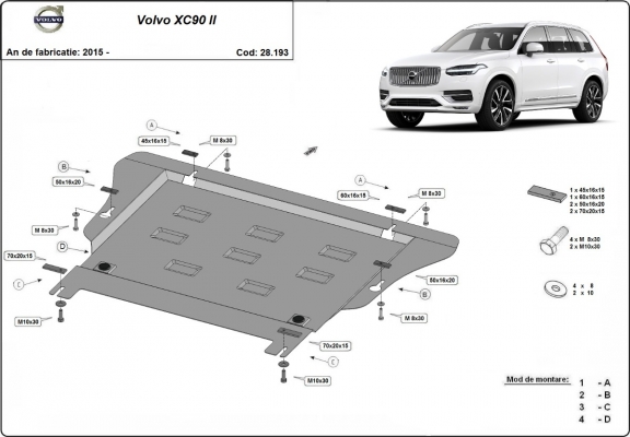 Motor, Versnellingsbak en Radiator Beschermplaat voor Volvo XC90