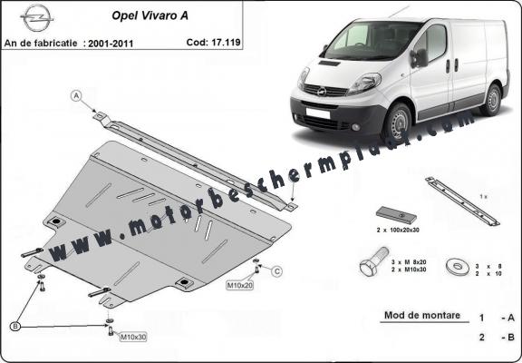 Motor, Versnellingsbak en Radiator Beschermplaat voor Opel Vivaro A 