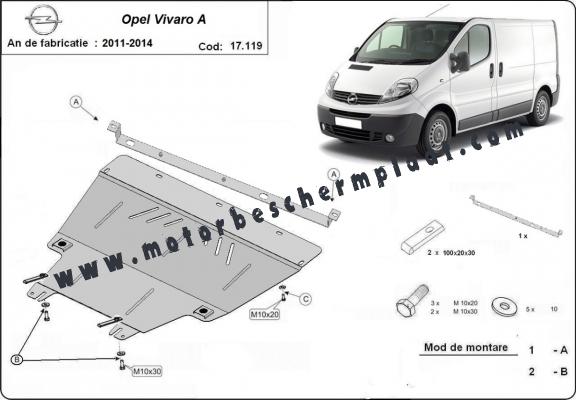Motor, Versnellingsbak en Radiator Beschermplaat voor Opel Vivaro A (2011-2014)
