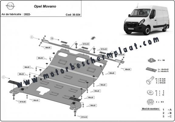 Motor en Versnellingsbak Beschermplaat voor Opel Movano C 
