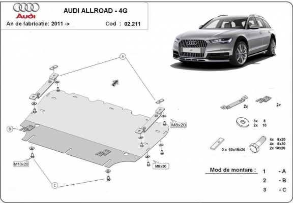 Motor en Radiator Beschermplaat voor Audi All Road A6